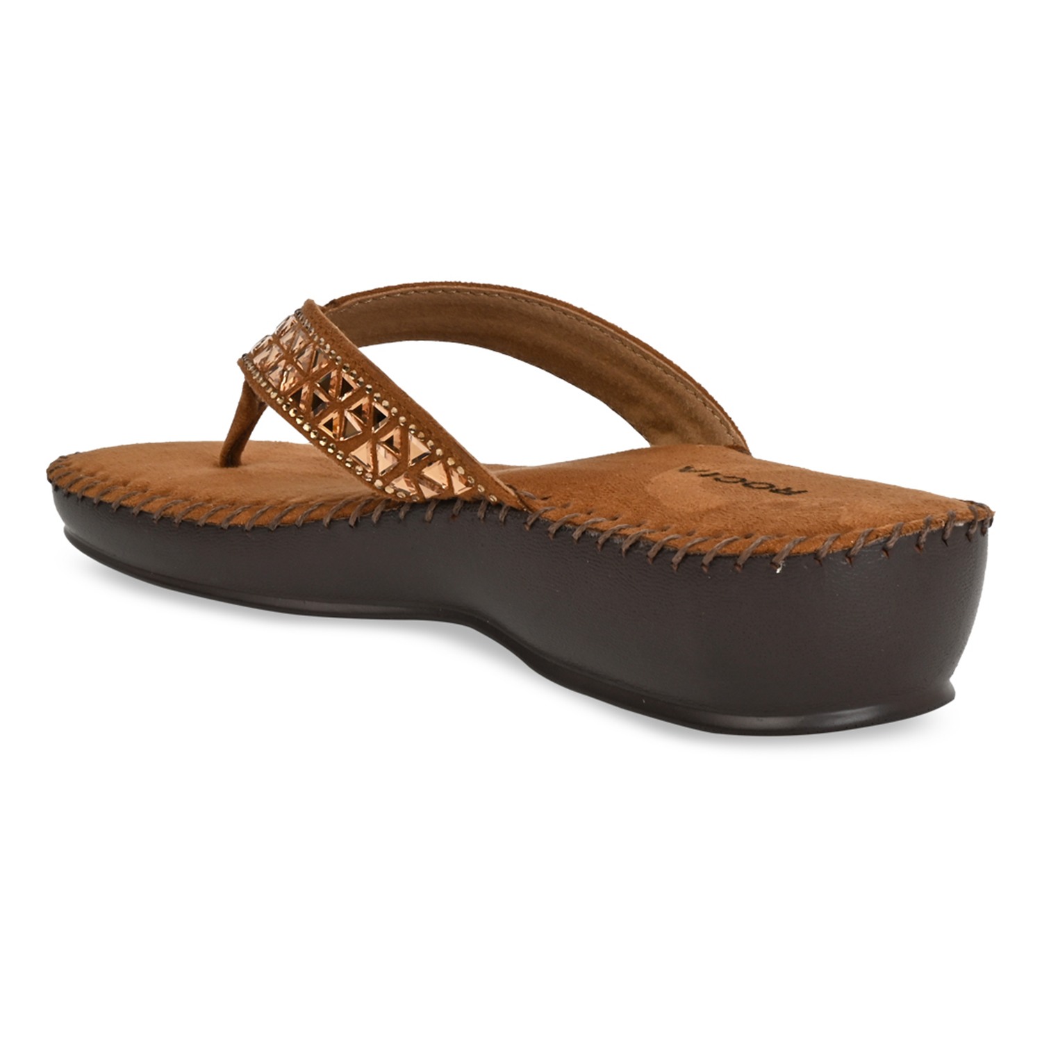 Tan Women Comfort Diamond Thongs
