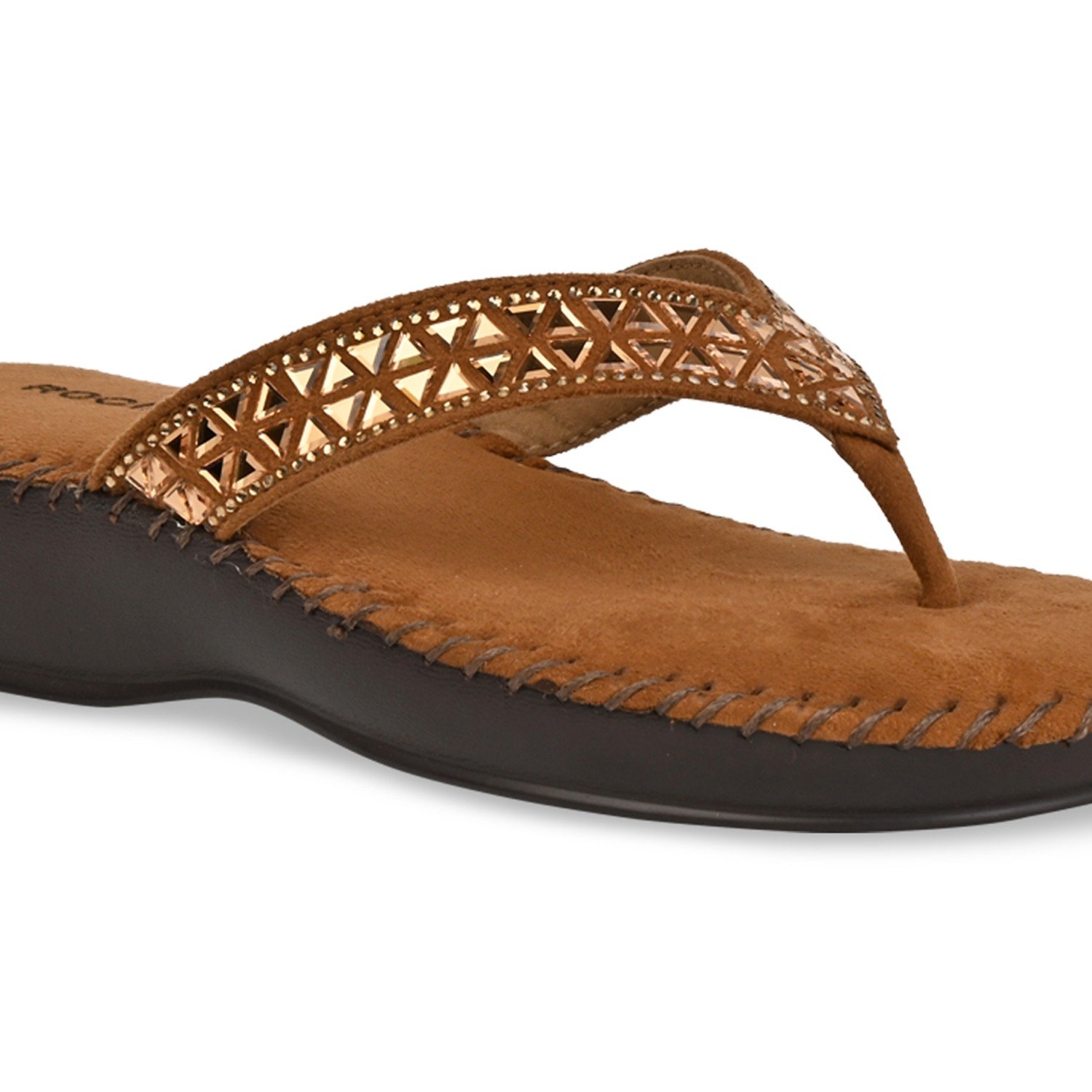 Tan Women Comfort Diamond Thongs