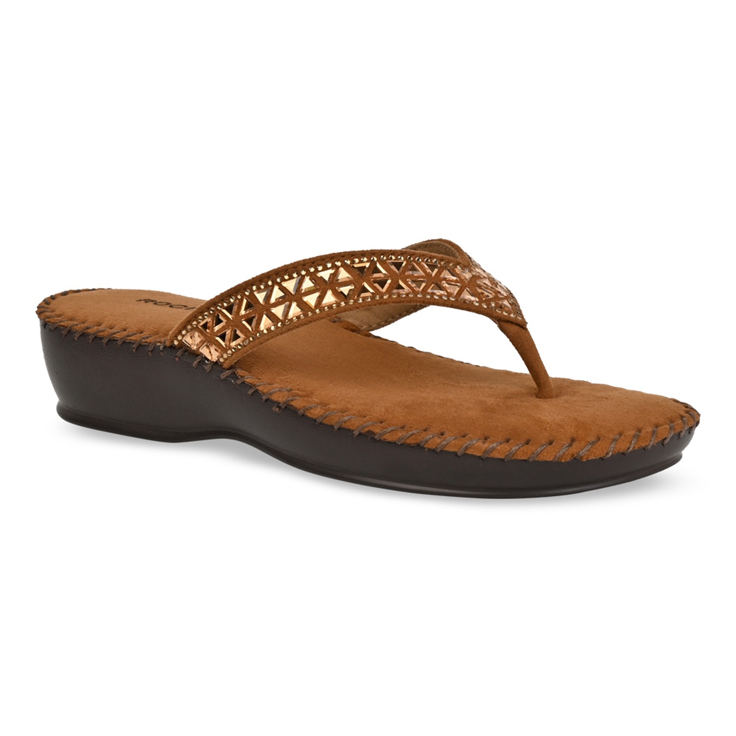 Tan Women Comfort Diamond Thongs