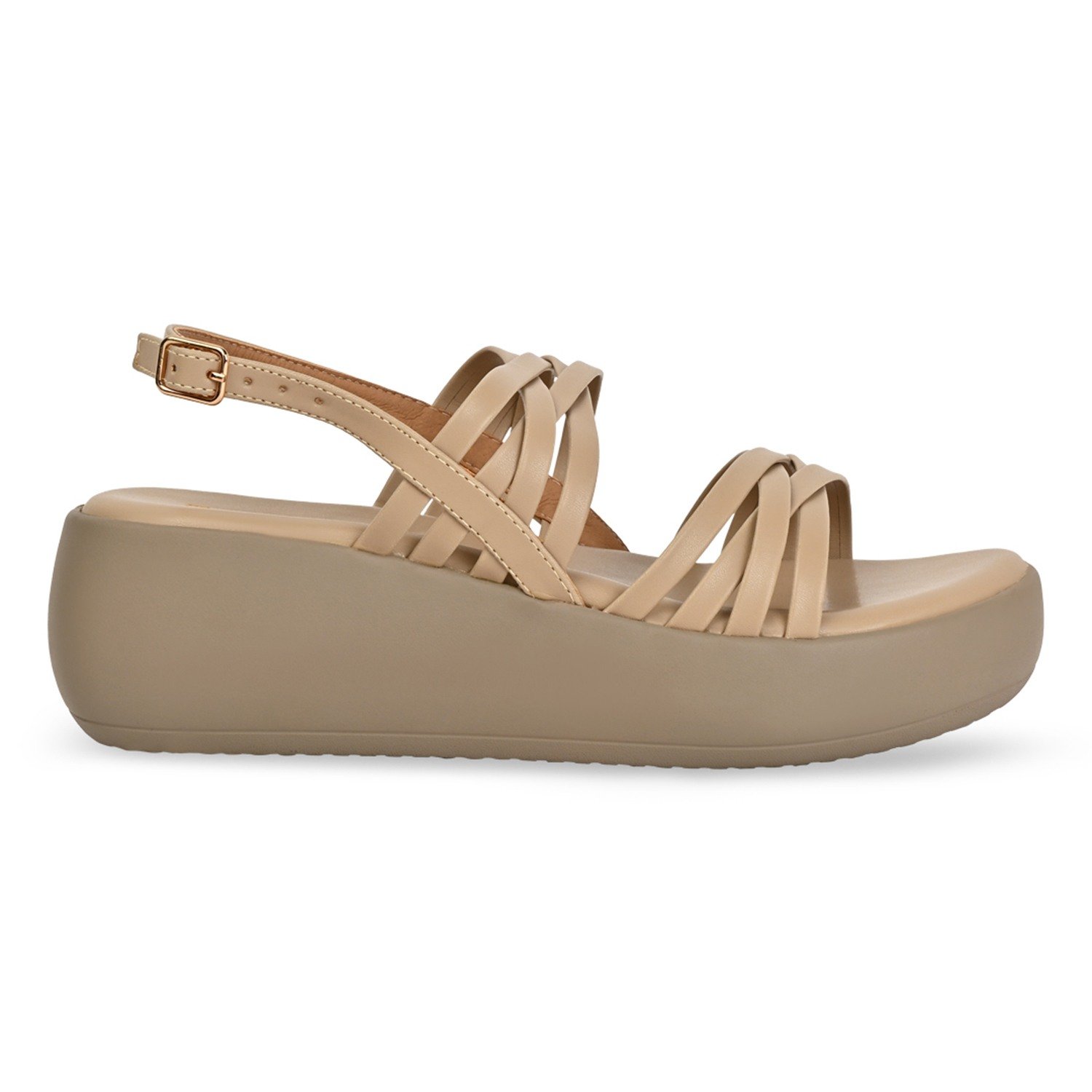 Beige Women Strappy Wedges