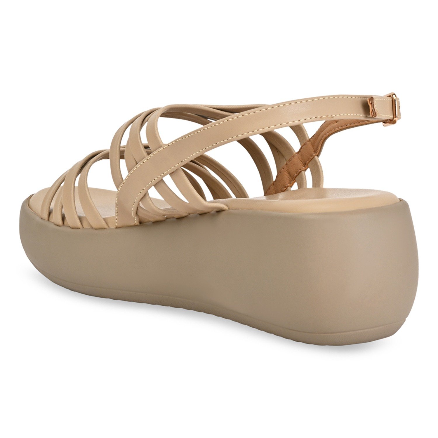 Beige Women Strappy Wedges