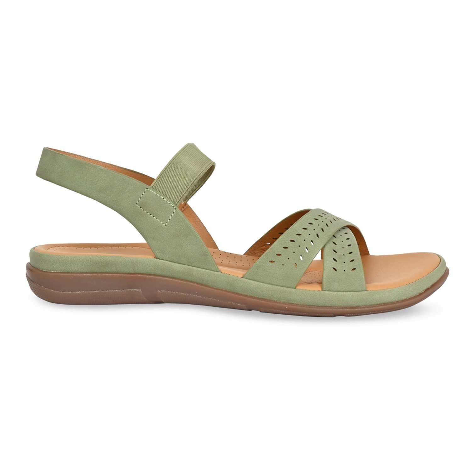 Green Women Casual Laser Cut Sandals