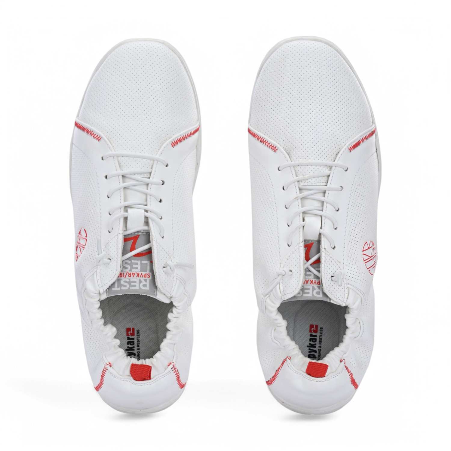 Lojo Men White-Red Comfort Slip On Sneaker