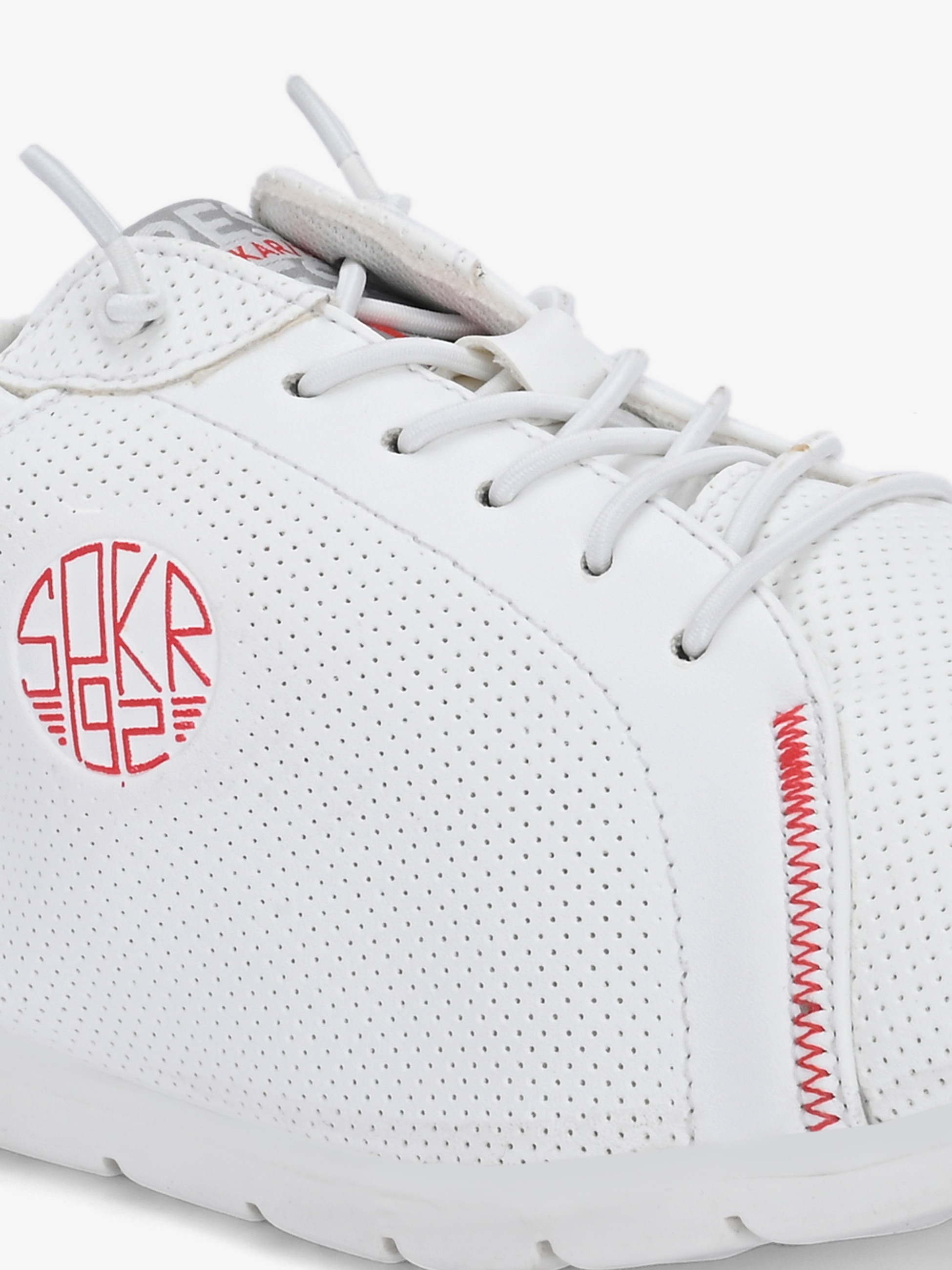 Lojo Men White-Red Comfort Slip On Sneaker