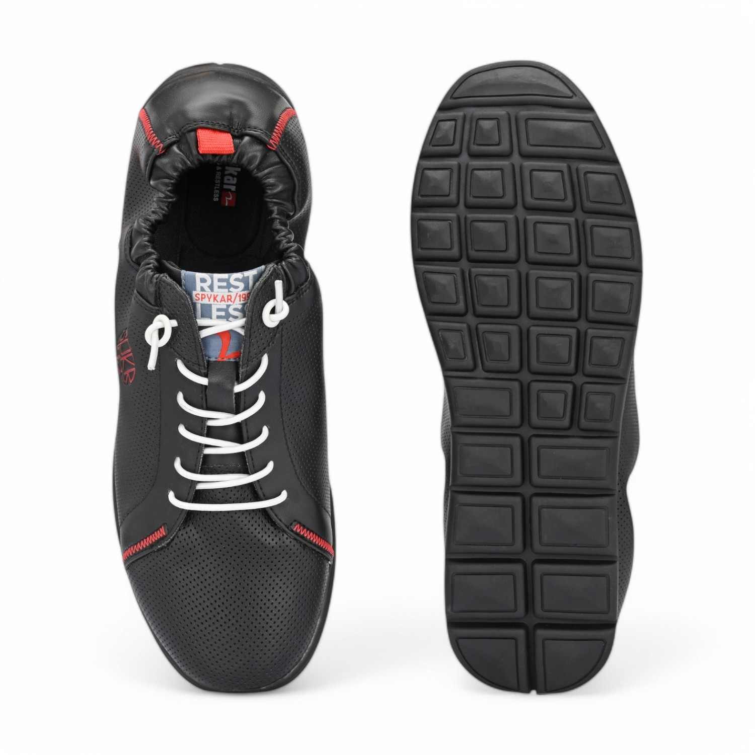 Lojo Men Black-Red Comfort Slip On Sneaker