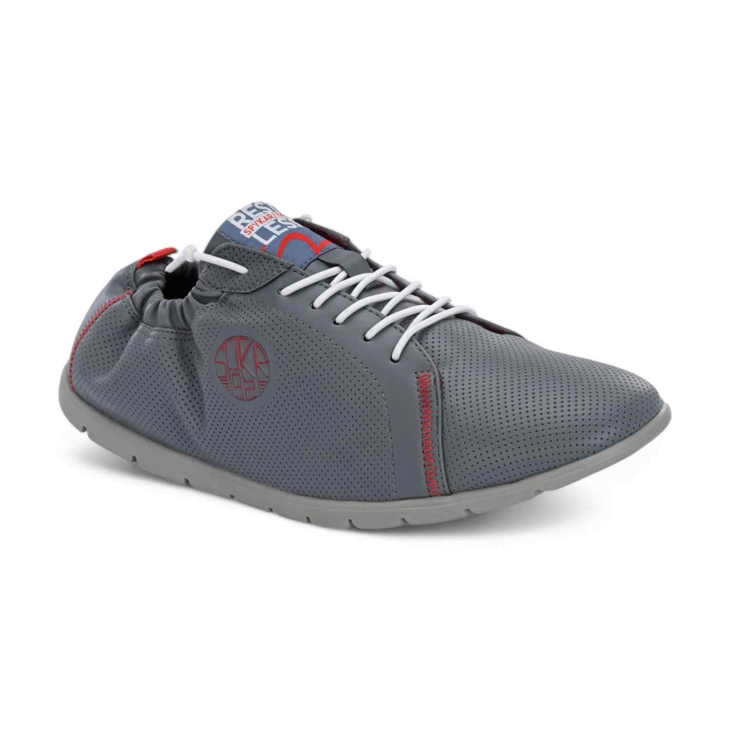 Lojo Men Grey-Red Comfort Slip On Sneaker