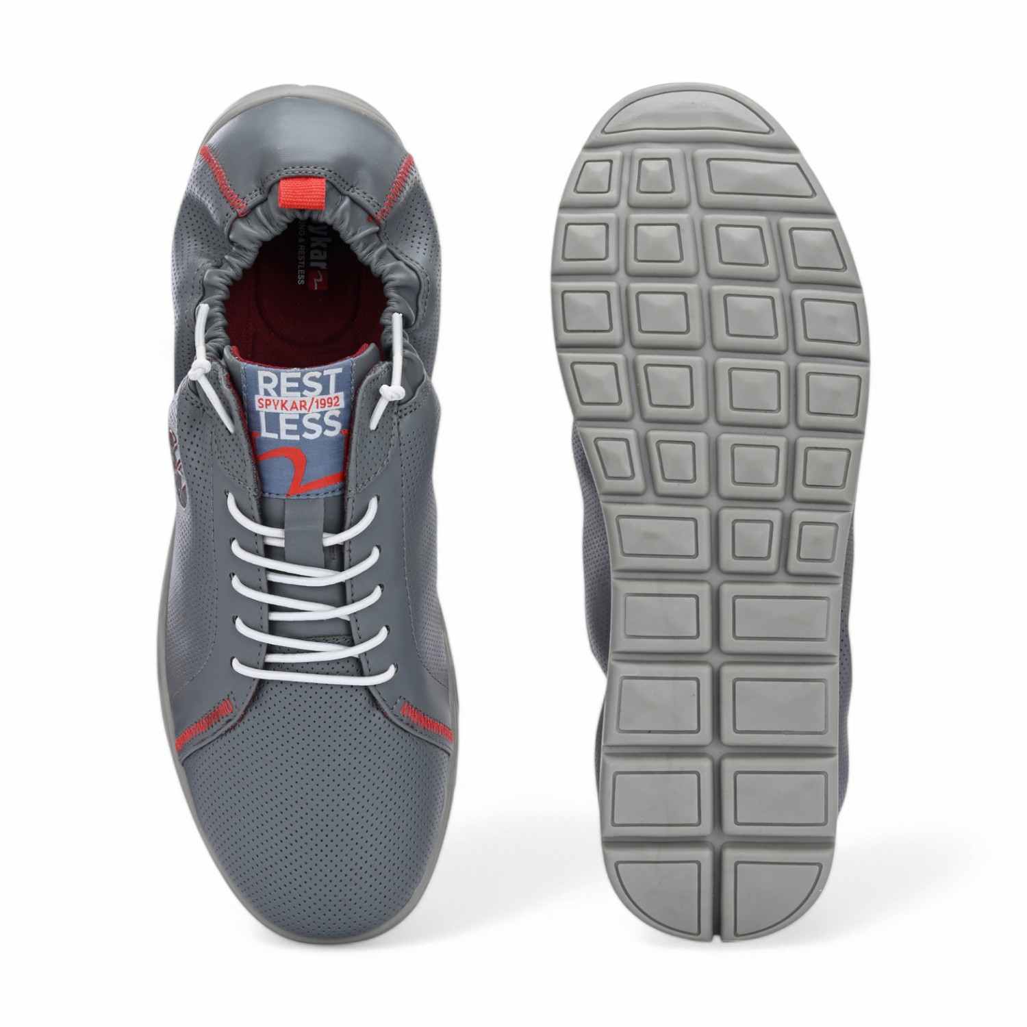 Lojo Men Grey-Red Comfort Slip On Sneaker
