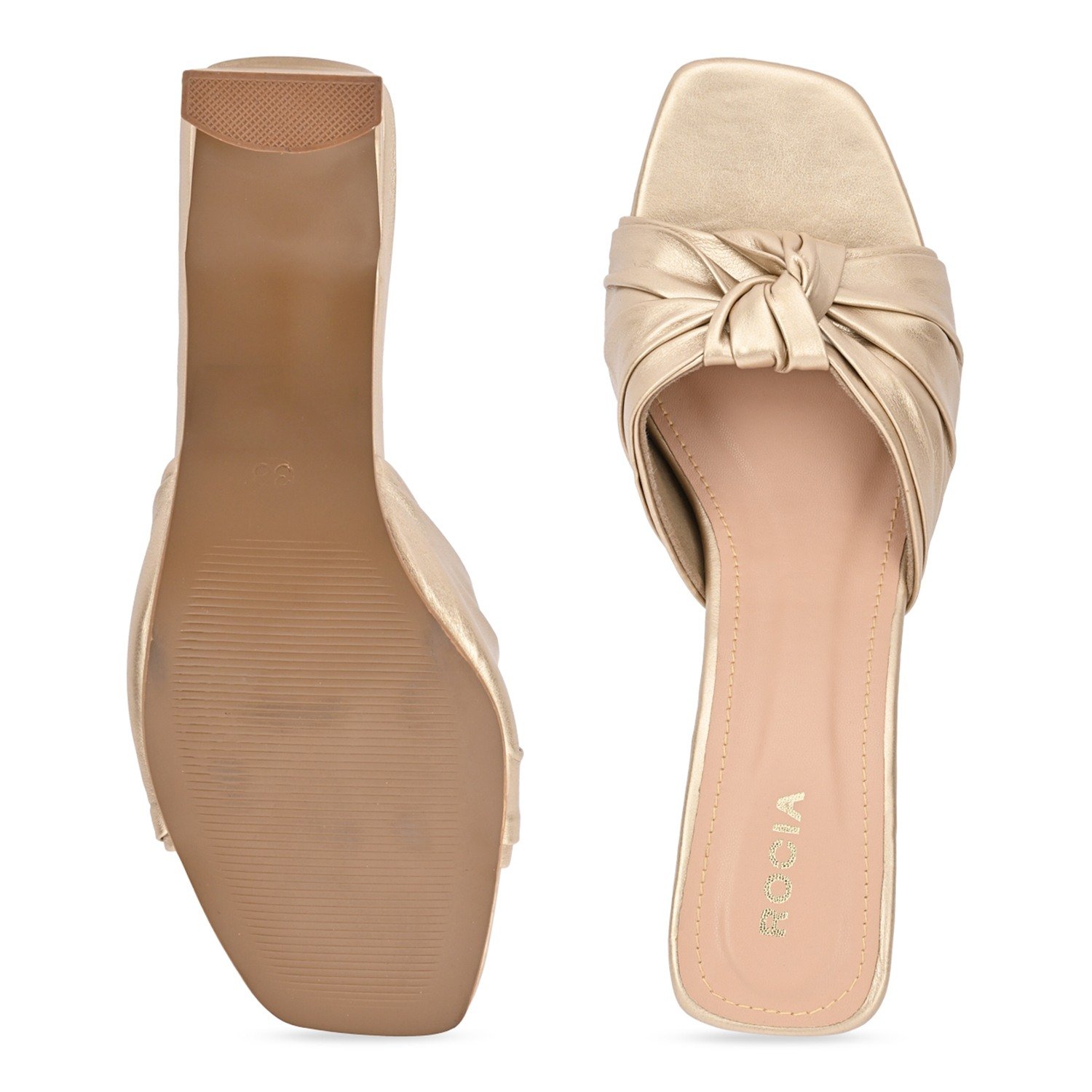 Gold Women Casual Knotted High Heels