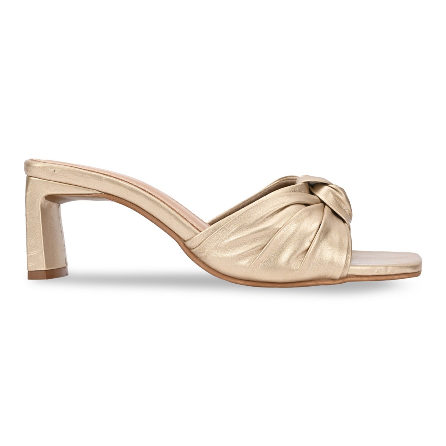 Gold Women Casual Knotted High Heels