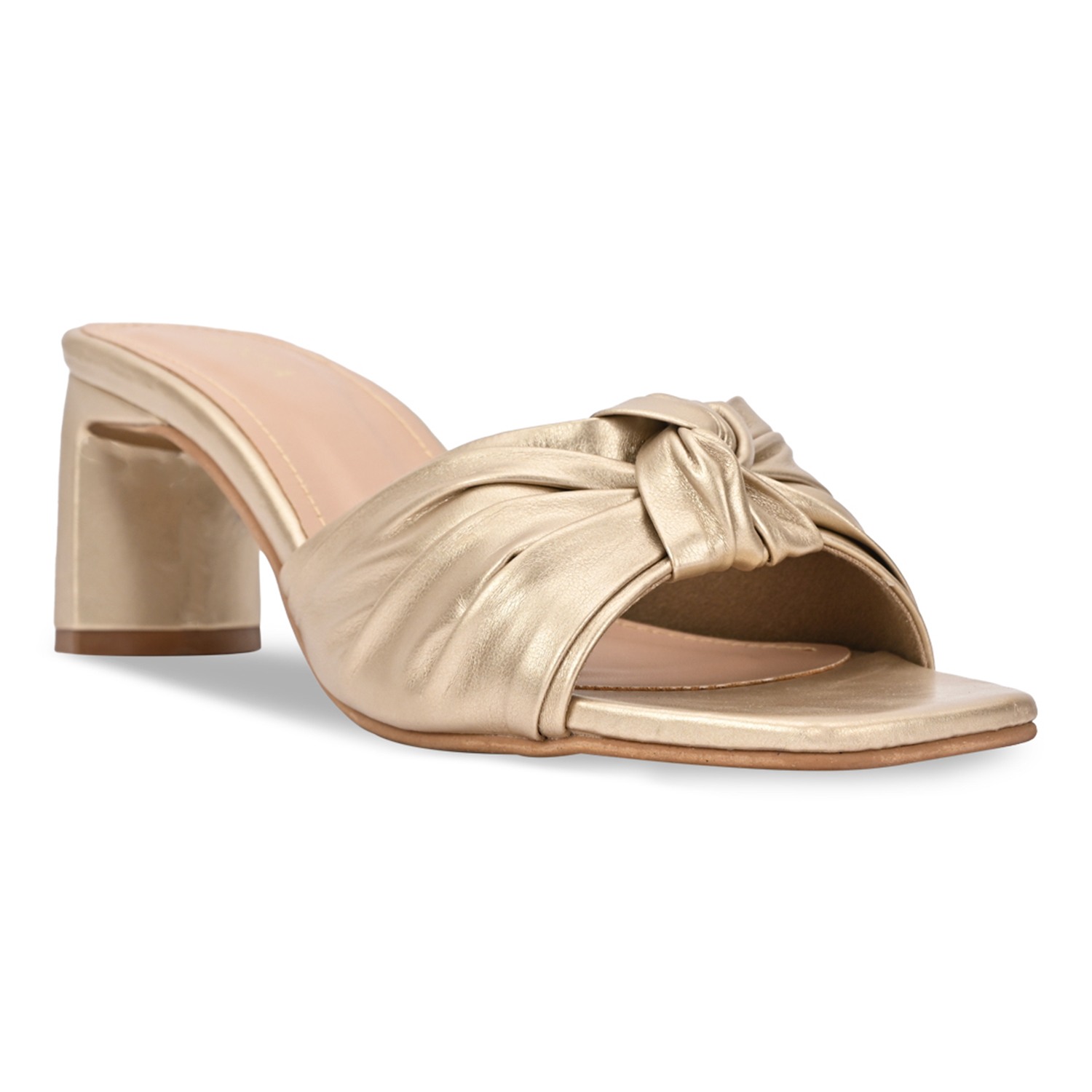 Gold Women Casual Knotted High Heels