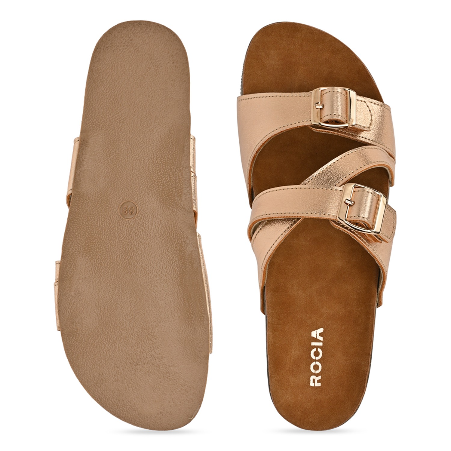 Rose Gold Women Casual Slide Flats