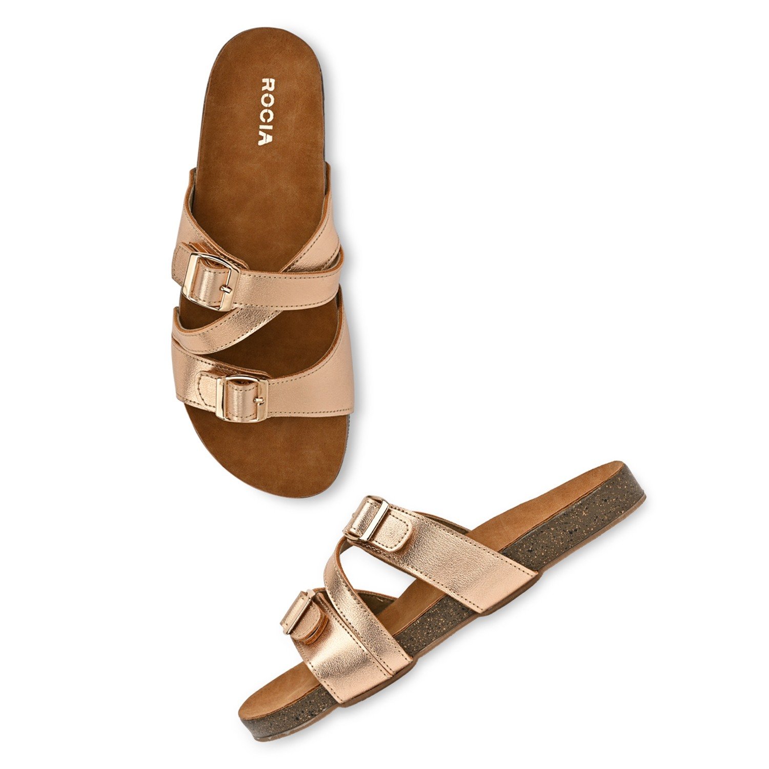 Rose Gold Women Casual Slide Flats