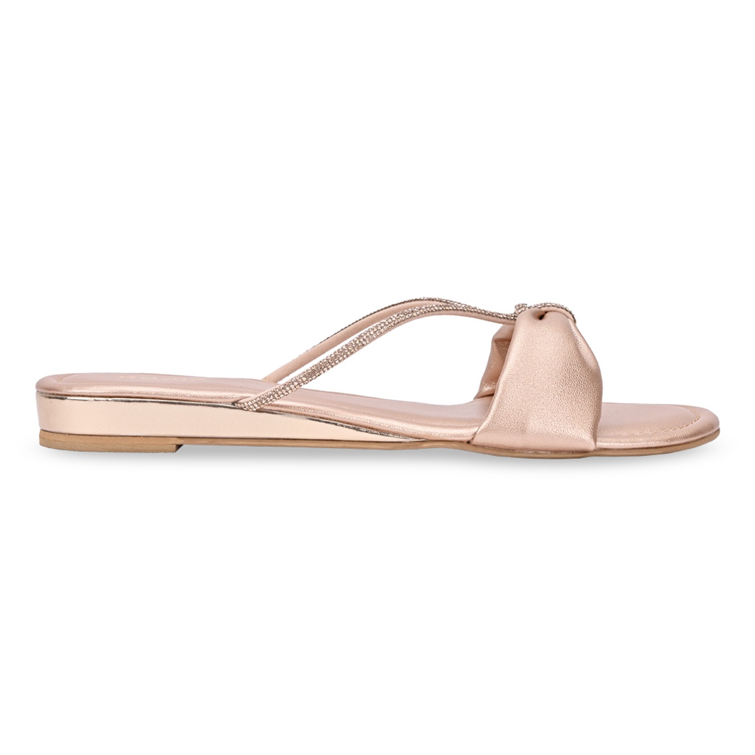 Rose Gold Women Diamante Strap Flats