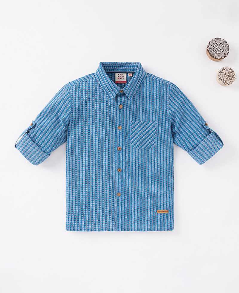 Boys Full Sleeves Block Printed Shirt