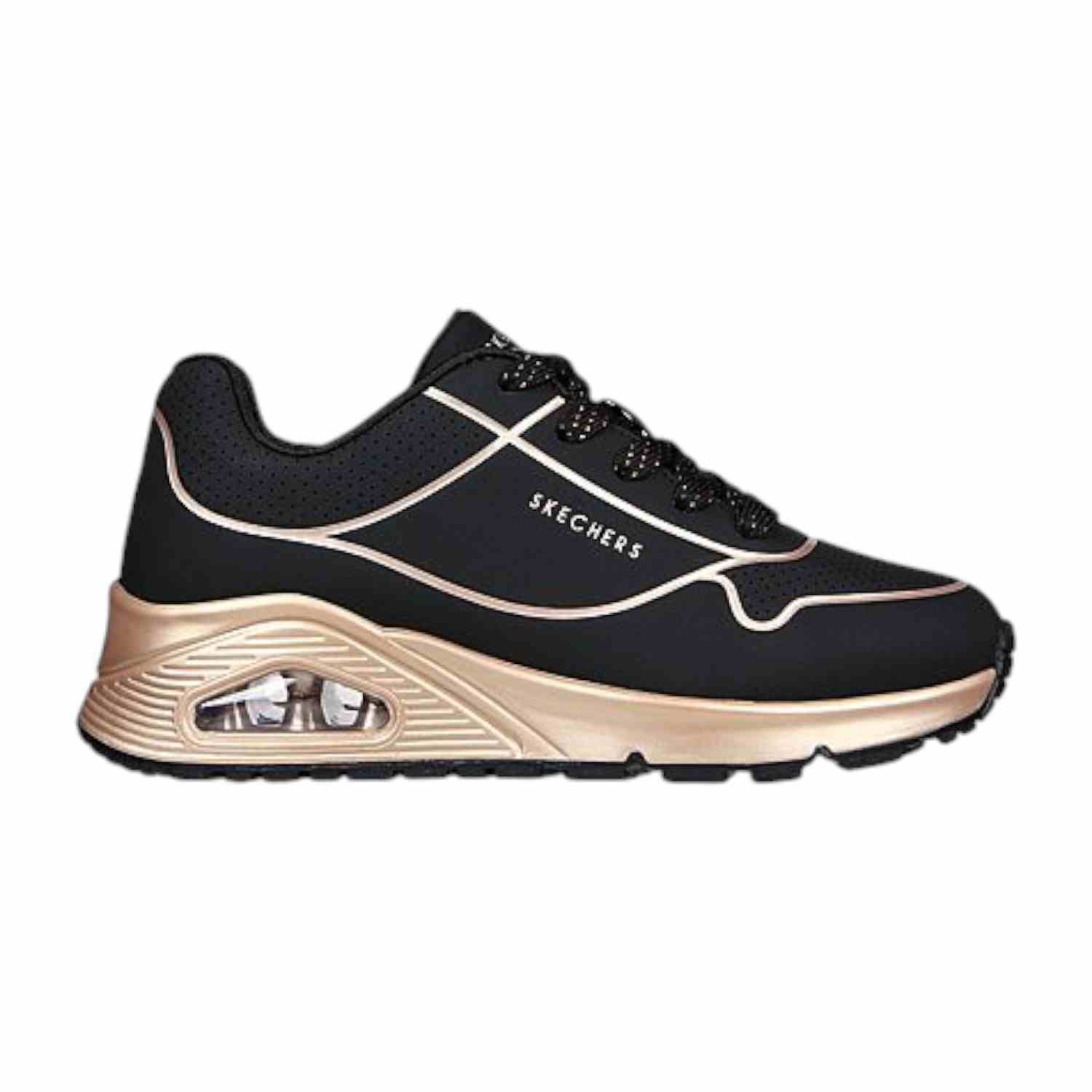 Black-Rose-Gold Girls Uno Gen1-Cool Heels Running Shoes