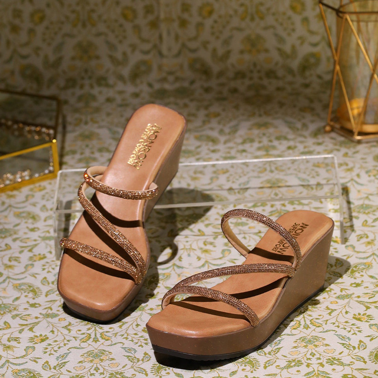 Monrow Emma Antique Gold Wedge Heels