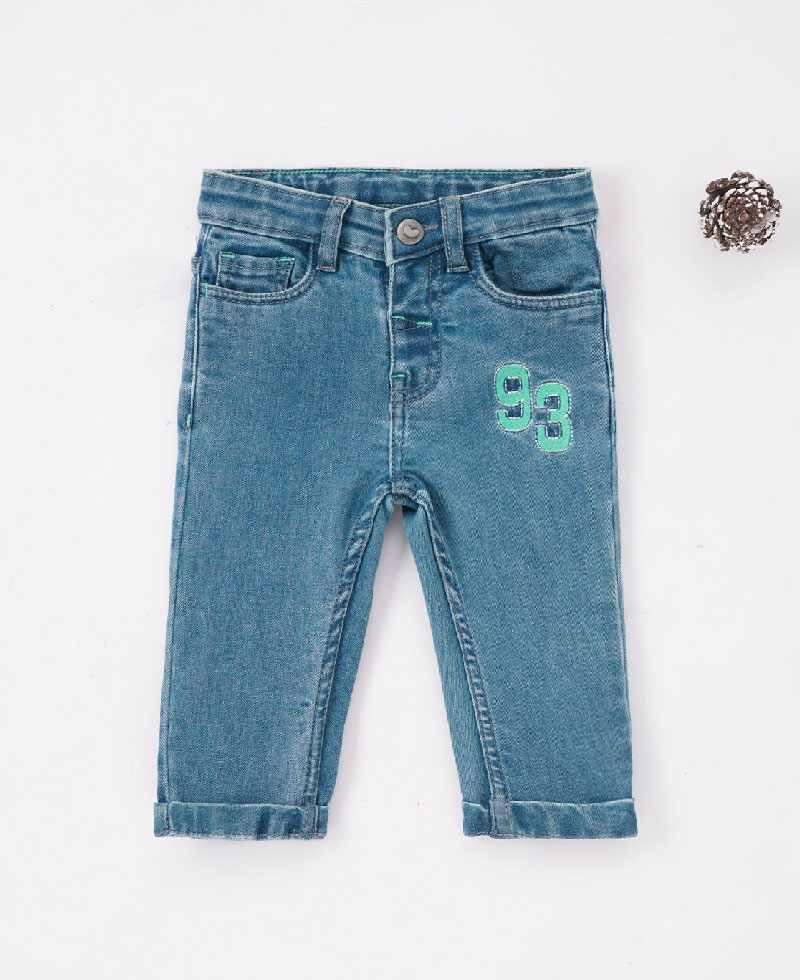 Boys’ Printed Cotton-Blend Jeans - Light Blue