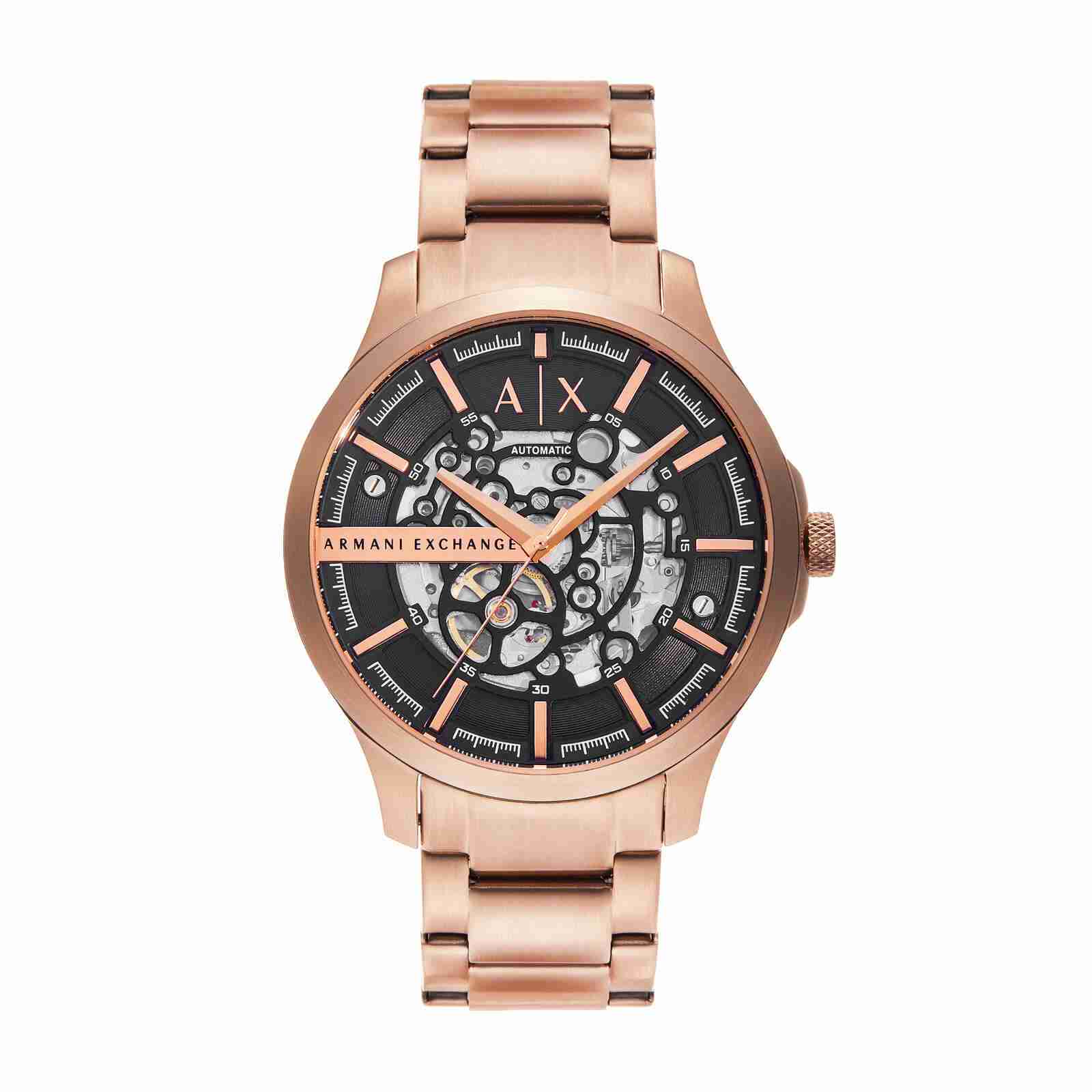 Men Automatic Black Dial Analog Stainless Steel Watch AX2456