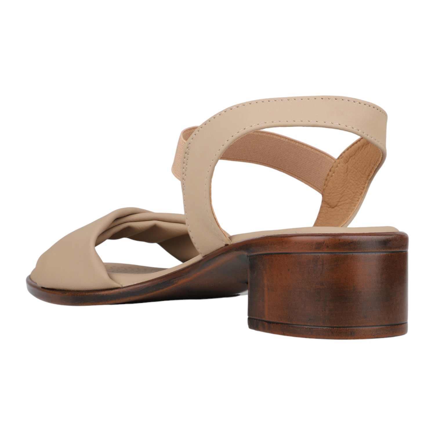 Women Chikoo Ruched Strap Block Heel Sandals