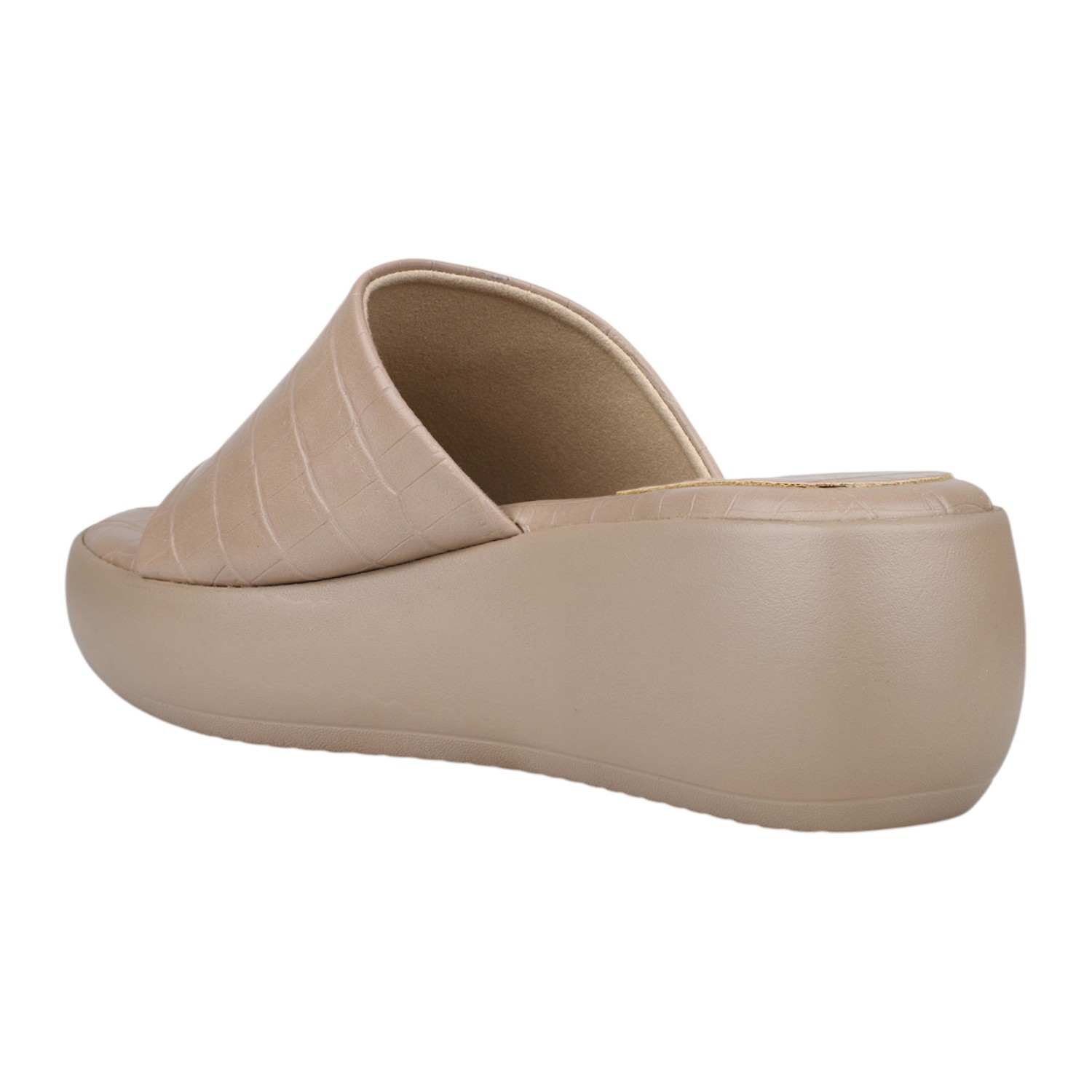 Women Chikoo Croc-Embossed Platform Slide Sandals