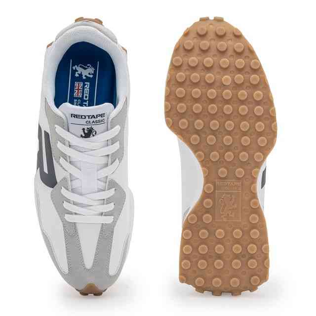 Men’s White Lace-Up Casual Sneakers