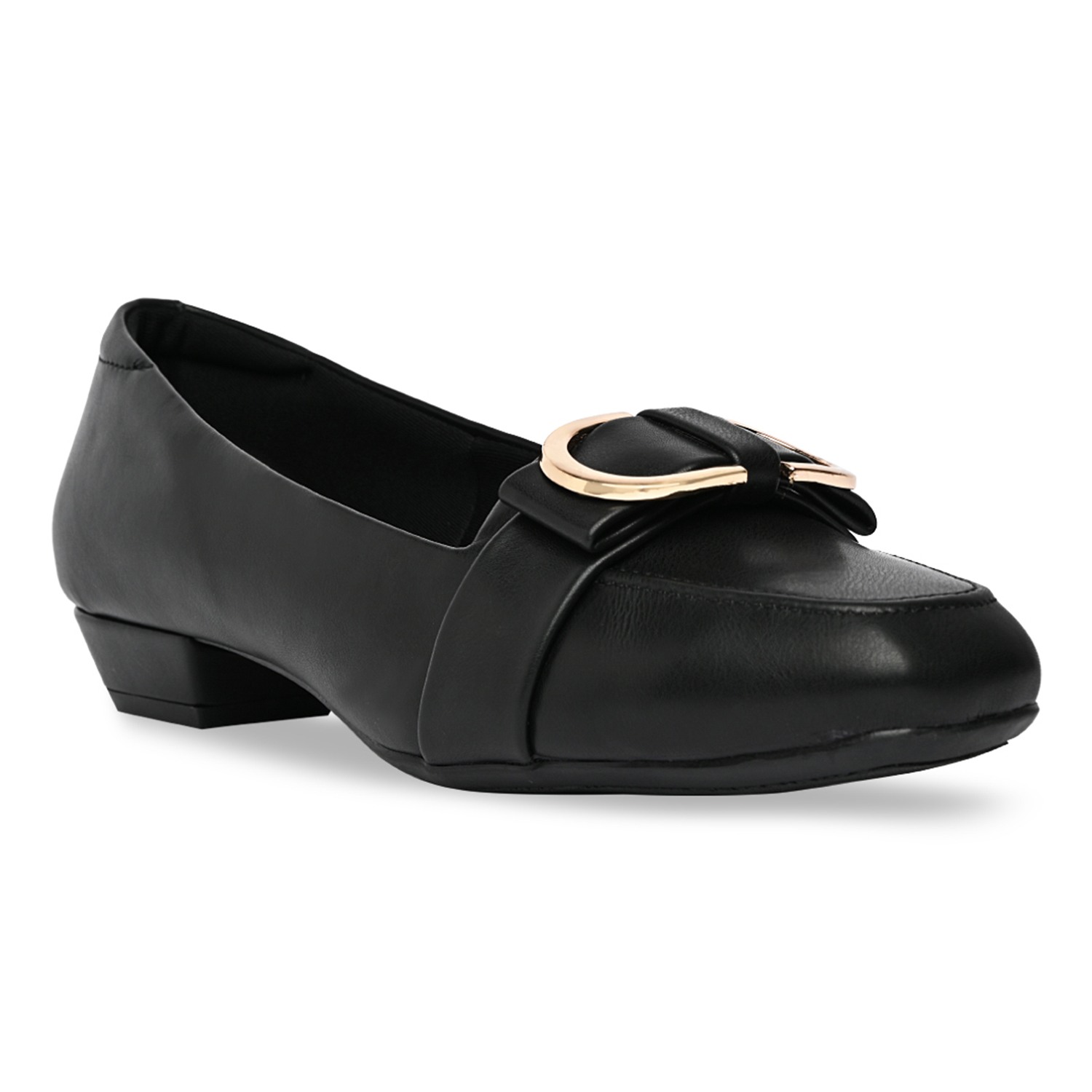Black Women Square Toe Buckled Work Wear Pumps