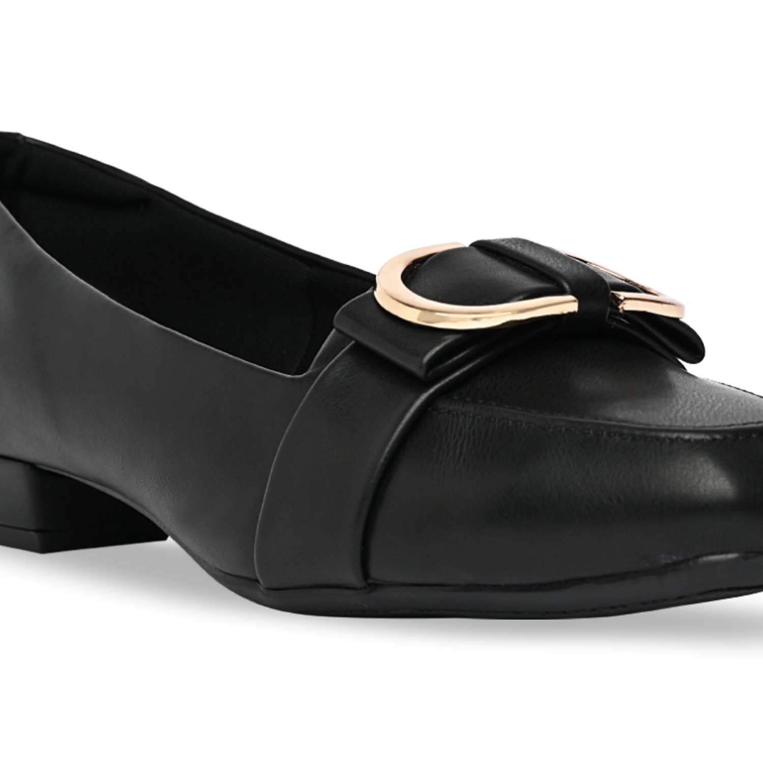 Black Women Square Toe Buckled Work Wear Pumps