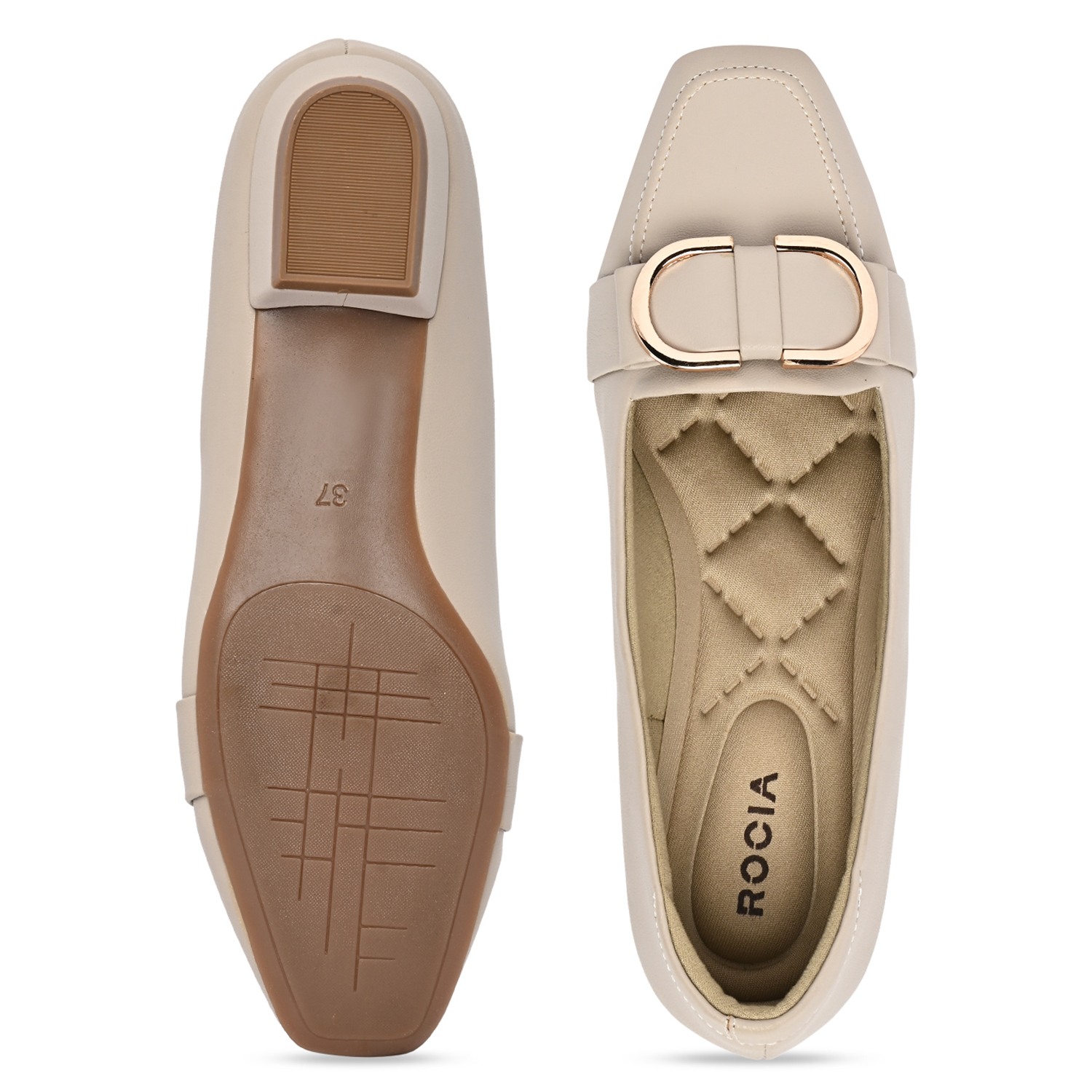 Grey Women Square Toe Buckled Work Wear Pumps