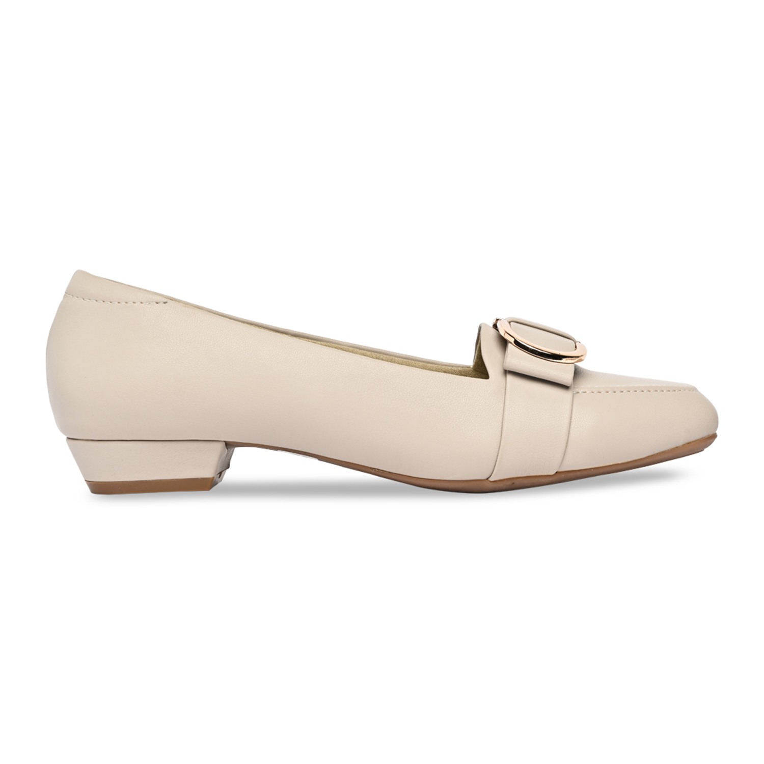 Grey Women Square Toe Buckled Work Wear Pumps