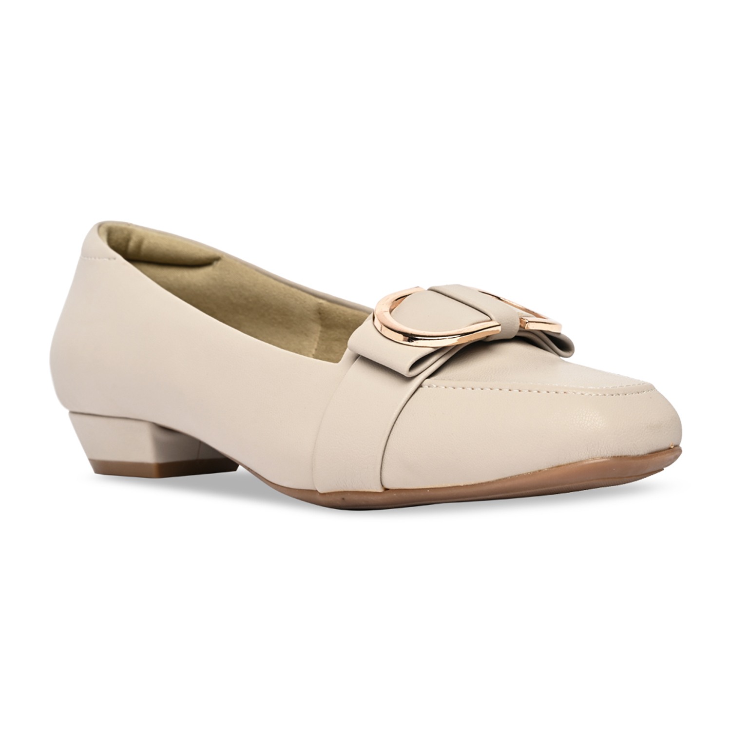 Grey Women Square Toe Buckled Work Wear Pumps