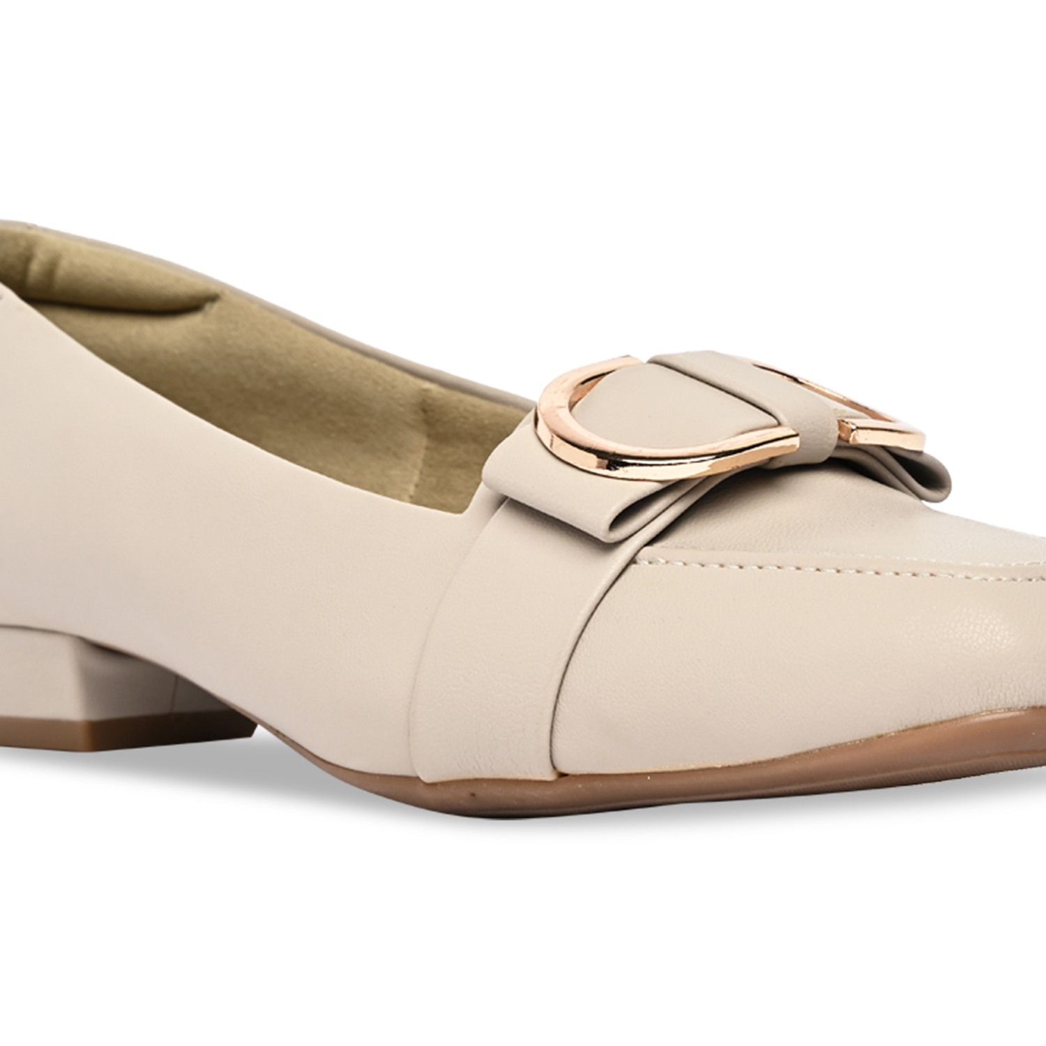 Grey Women Square Toe Buckled Work Wear Pumps