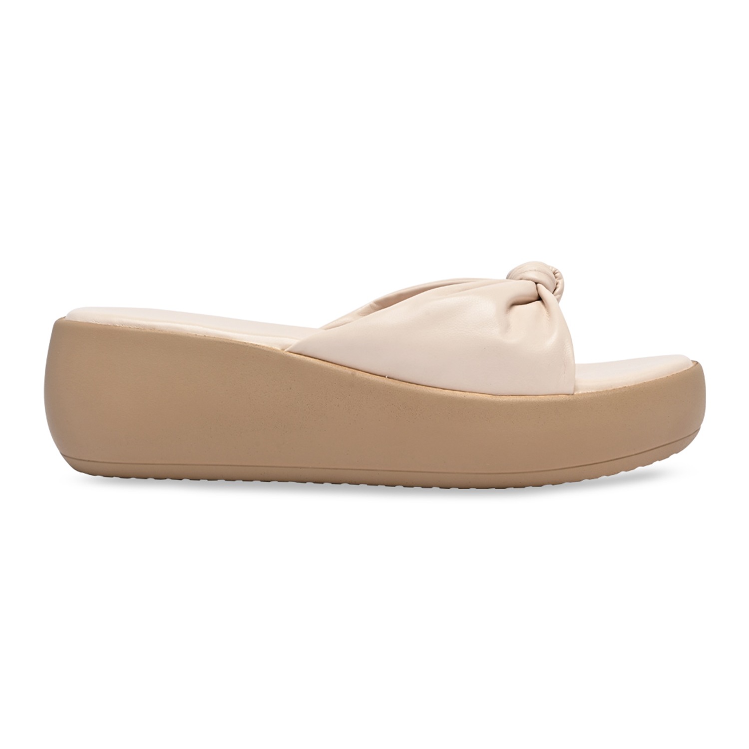 Cream Women Knotted Casual Platforms