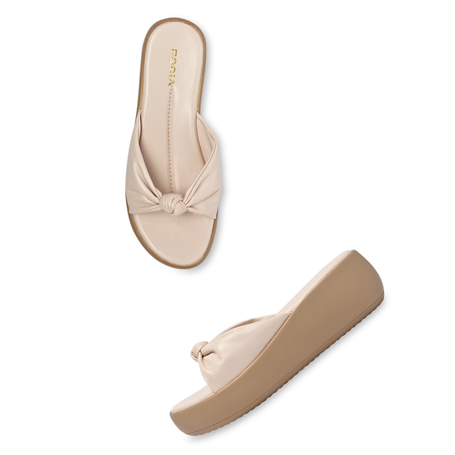 Cream Women Knotted Casual Platforms