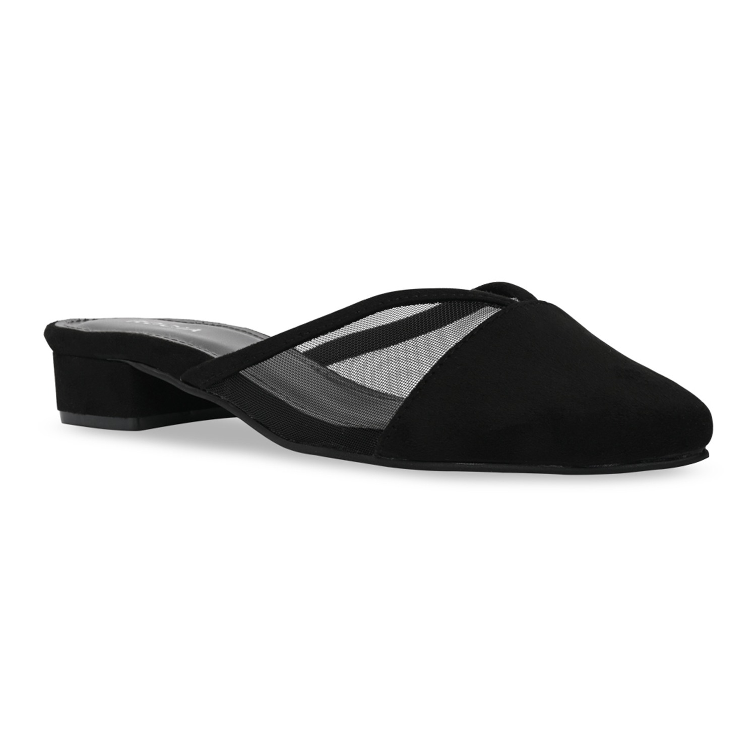 Black Women Block Heel Mules