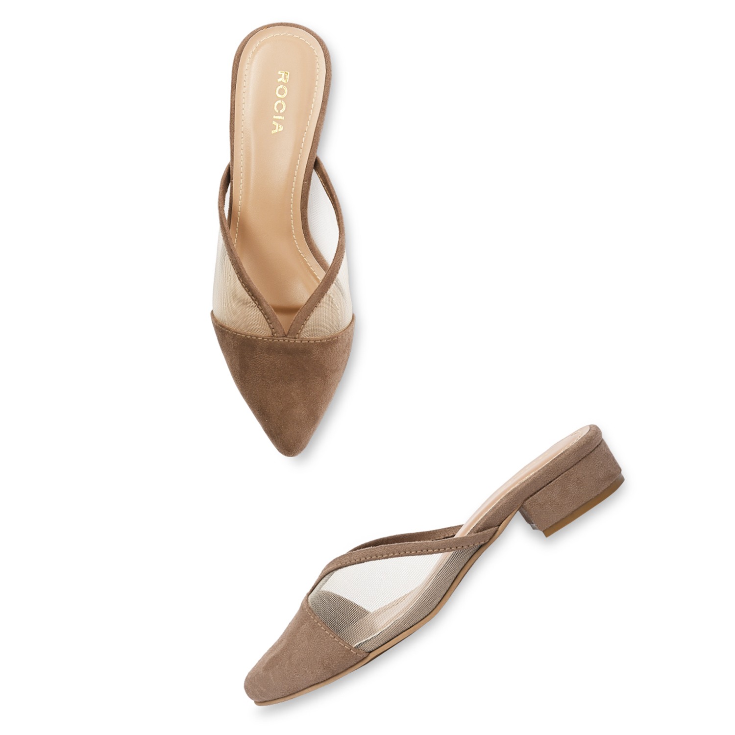 Camel Women Block Heel Mules