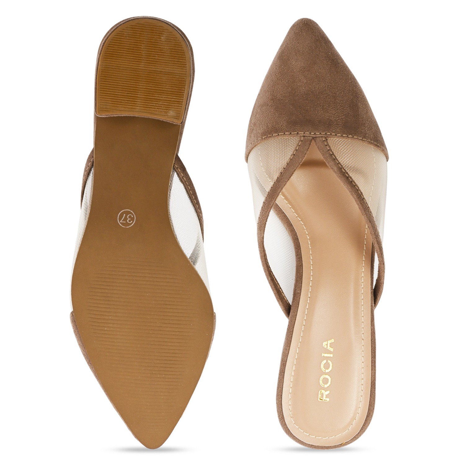 Camel Women Block Heel Mules