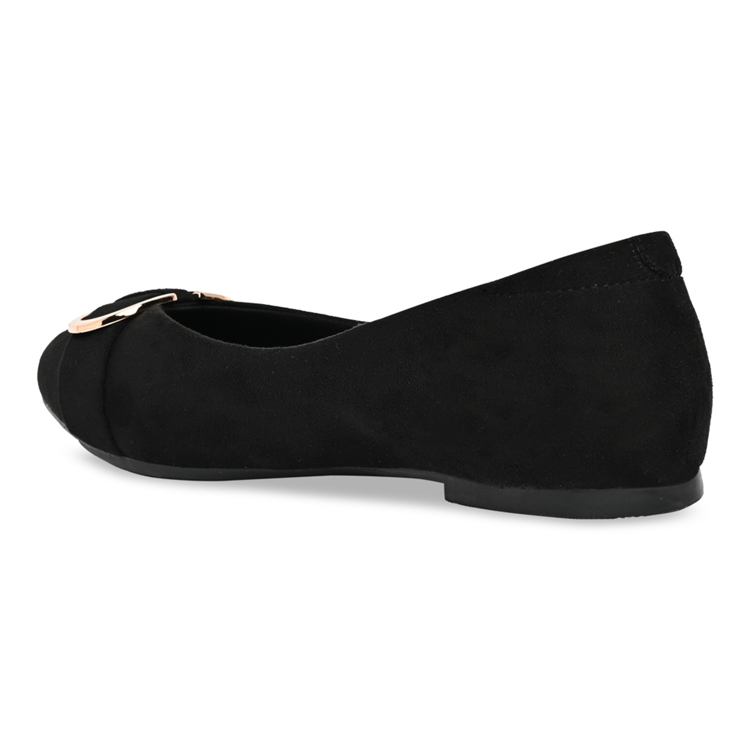 Black Women Suede Ballerinas