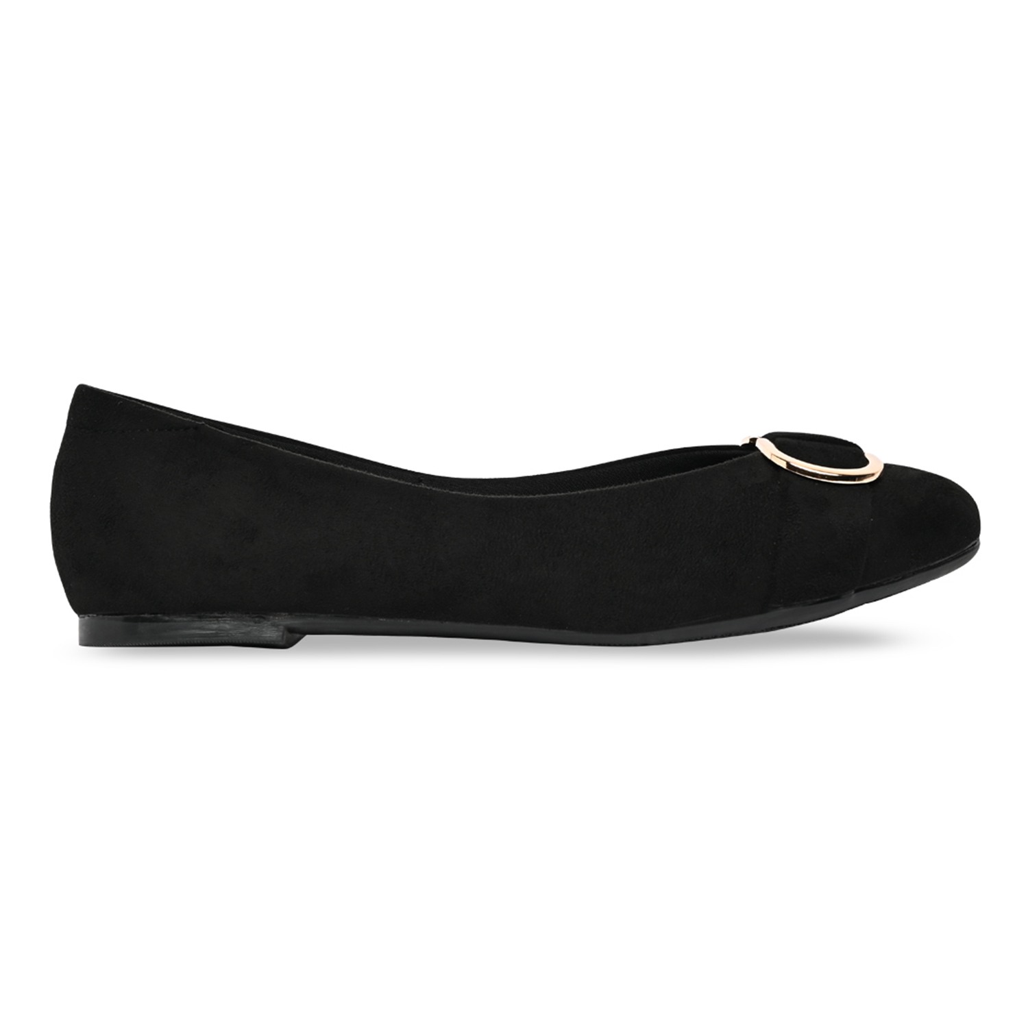 Black Women Suede Ballerinas