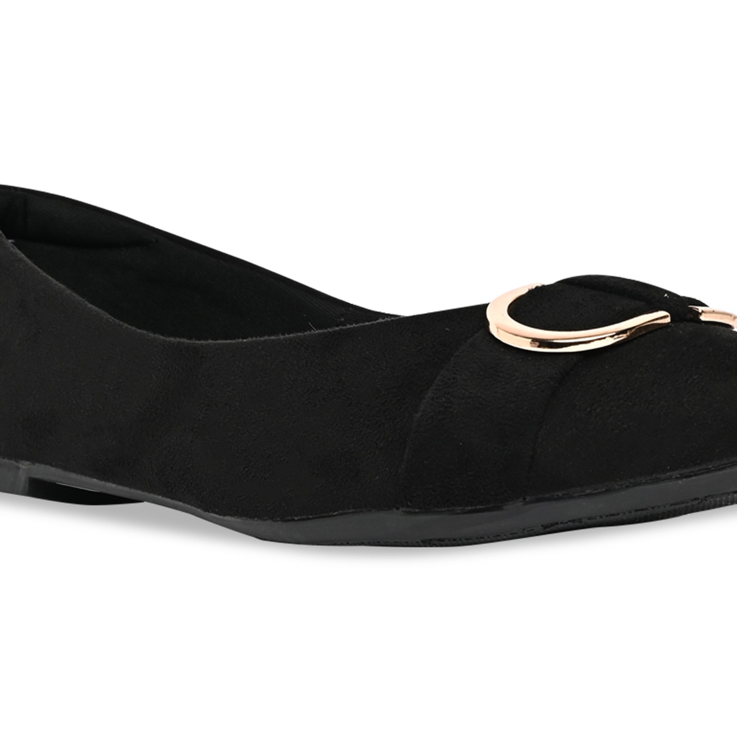 Black Women Suede Ballerinas