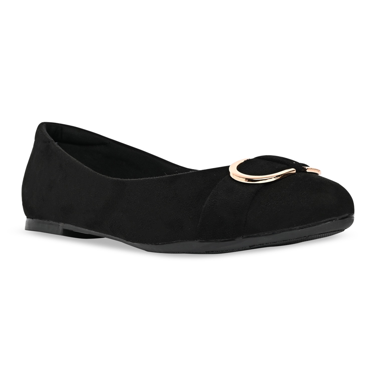 Black Women Suede Ballerinas