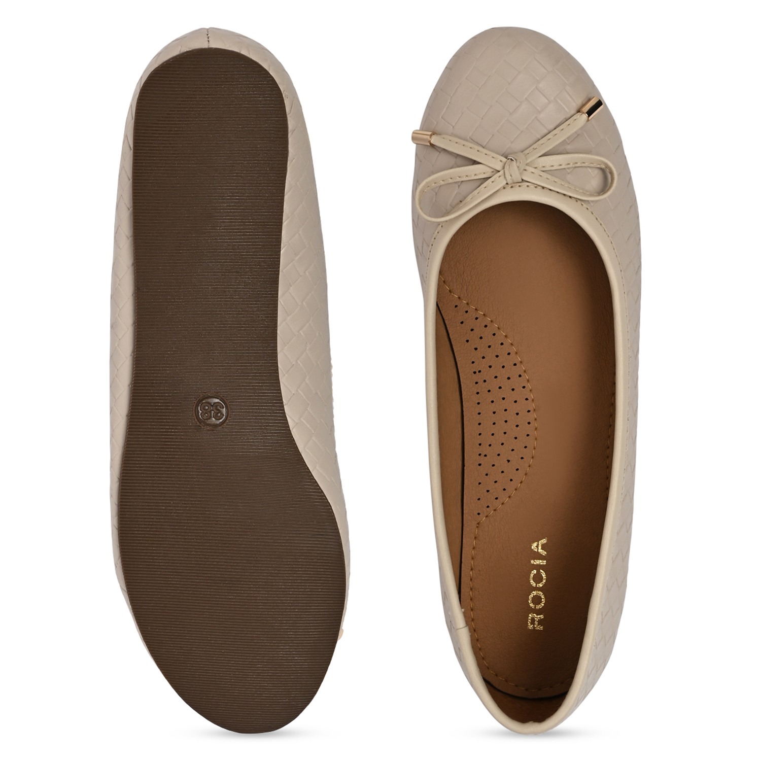 Beige Women Woven Ballerinas