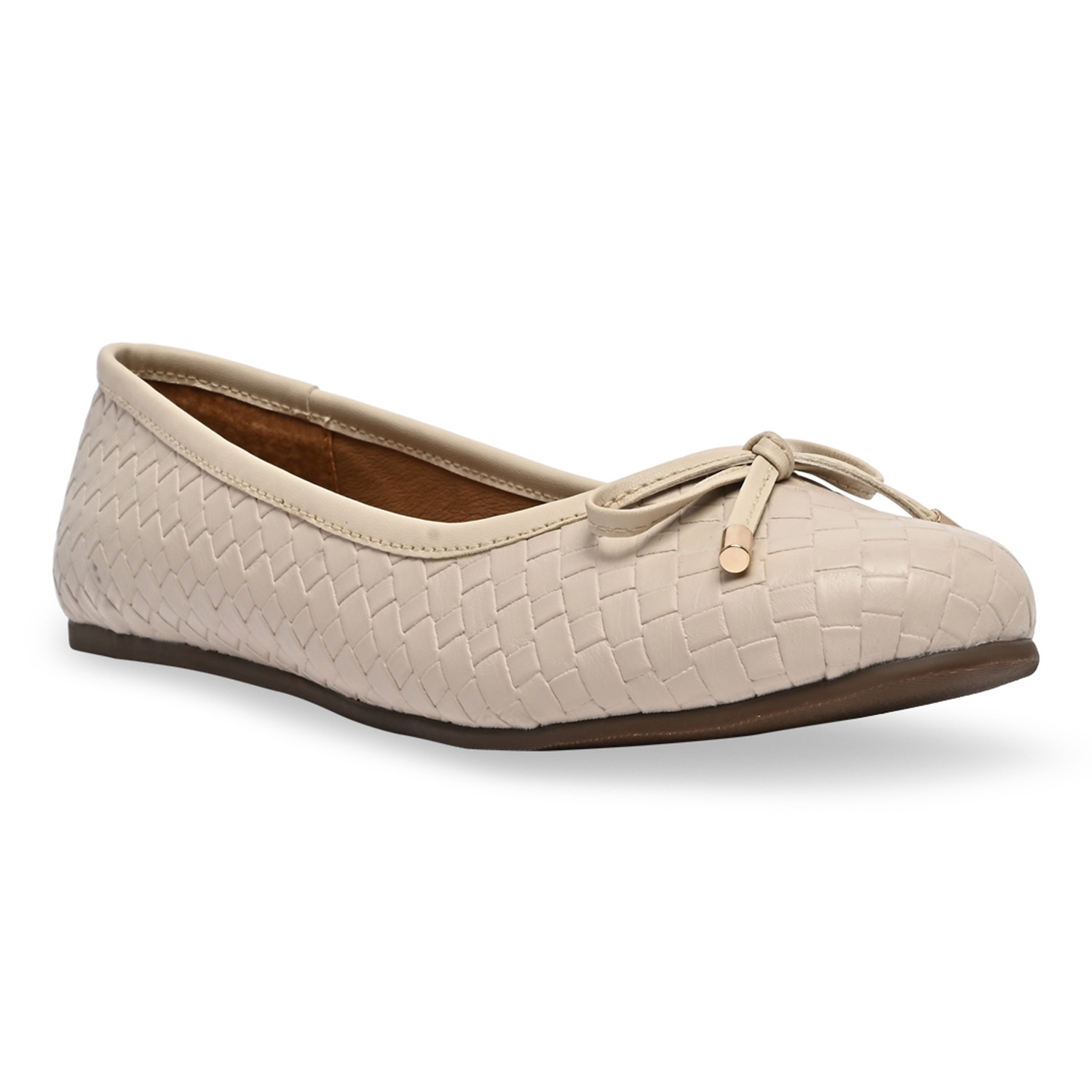 Beige Women Woven Ballerinas