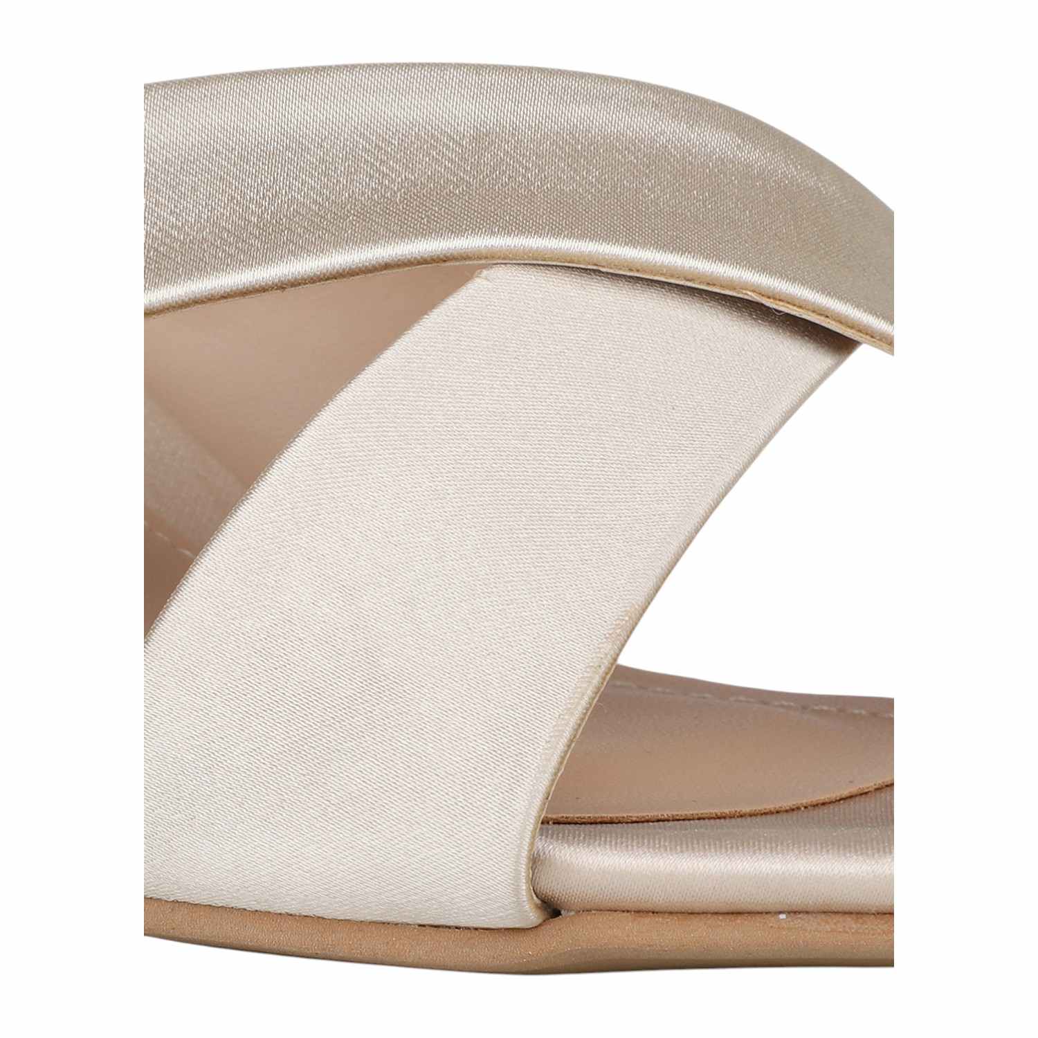 Elegant Beige Cross-Strap Slide with Sculptural Heel