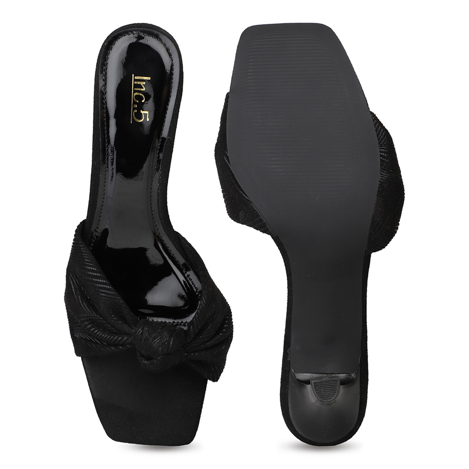 Inc.5 Womens Black Party Wear Solid Square Heels