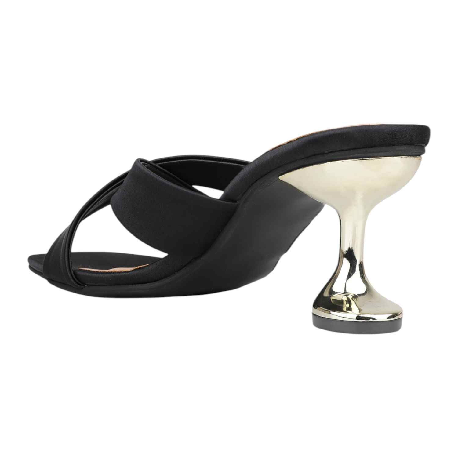 Inc.5 | Elegant Black Cross-Strap Slide with Sculptural Heel|1