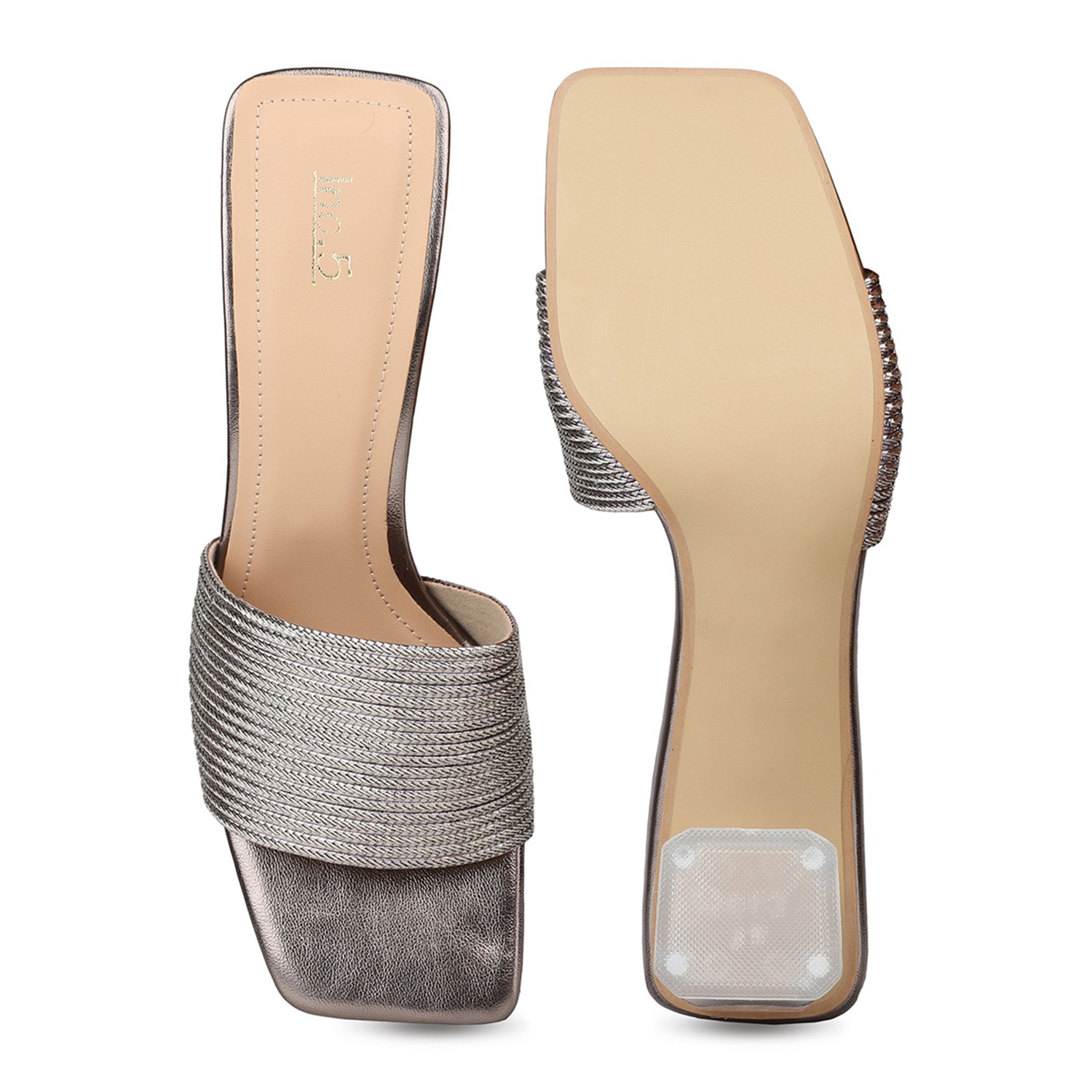 Inc.5 Womens Pewter Solid Square Toe Party Wear Block Heels