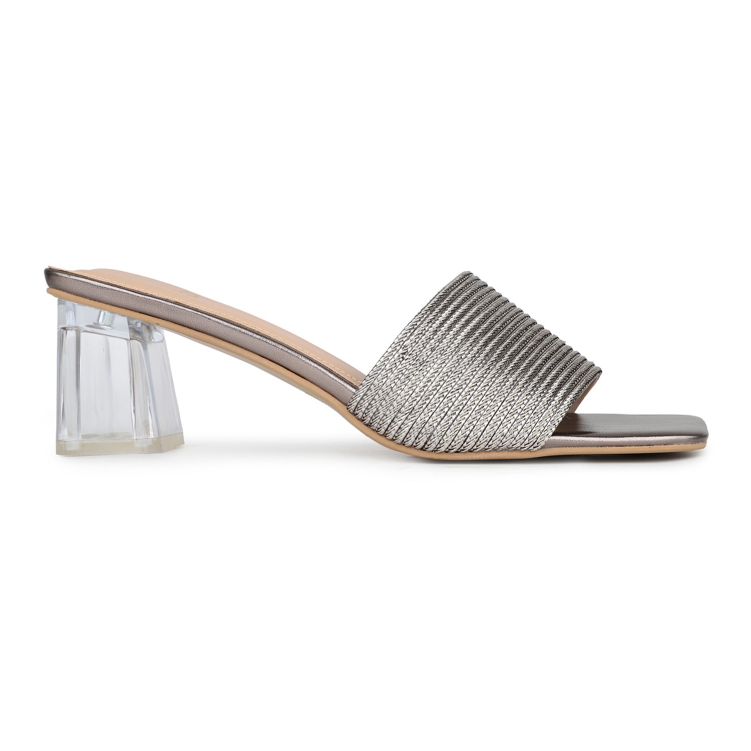 Inc.5 Womens Pewter Solid Square Toe Party Wear Block Heels