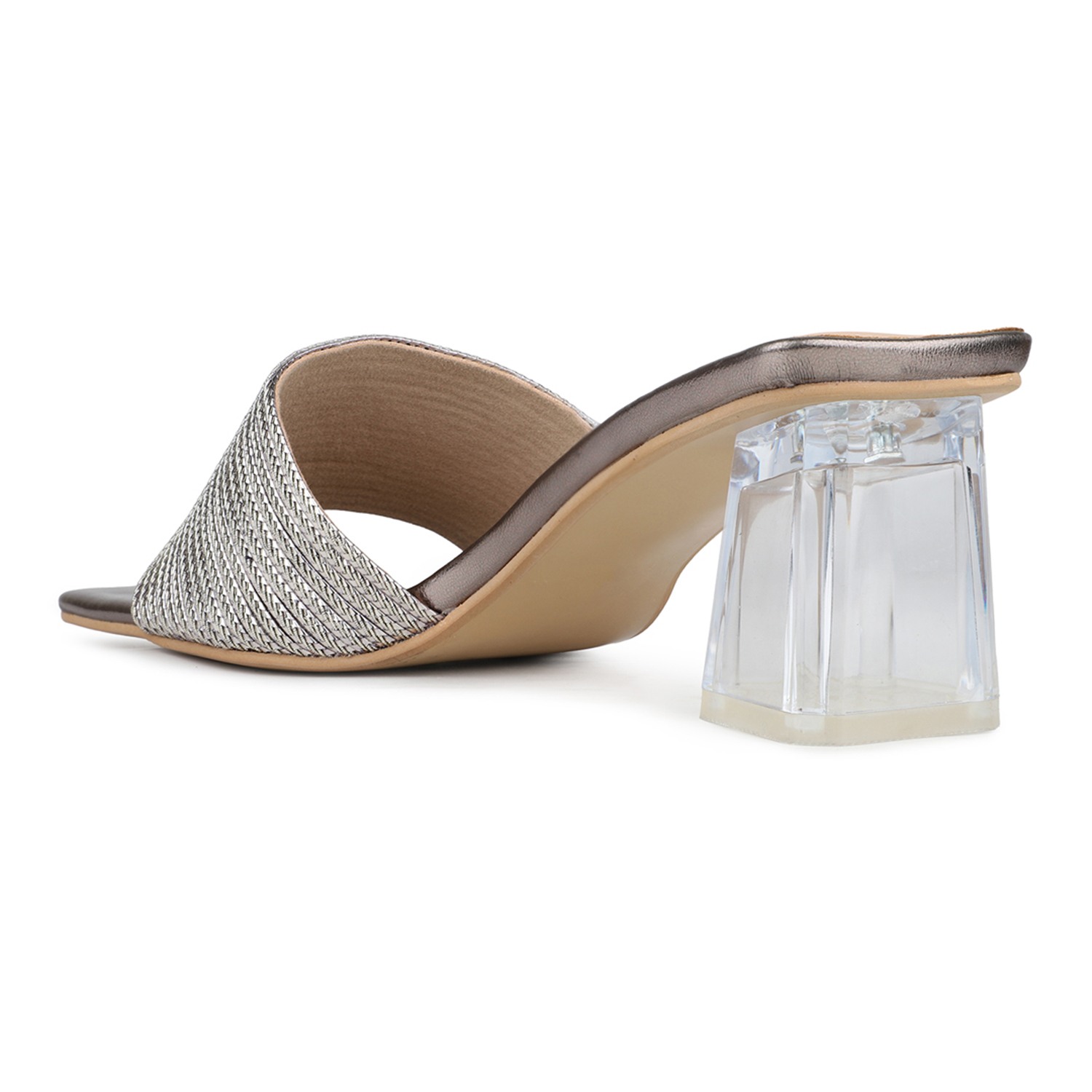 Inc.5 Womens Pewter Solid Square Toe Party Wear Block Heels