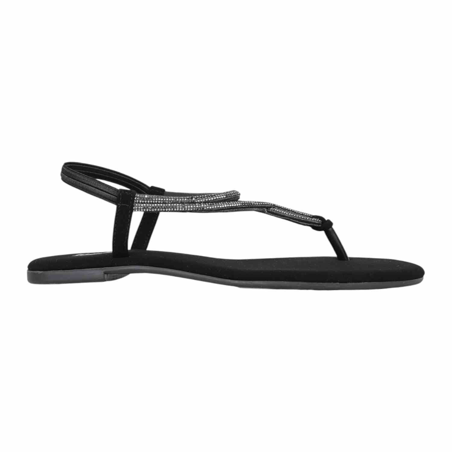 Inc.5 | Women Black Flat Thong Sandals with Embellished Straps|2