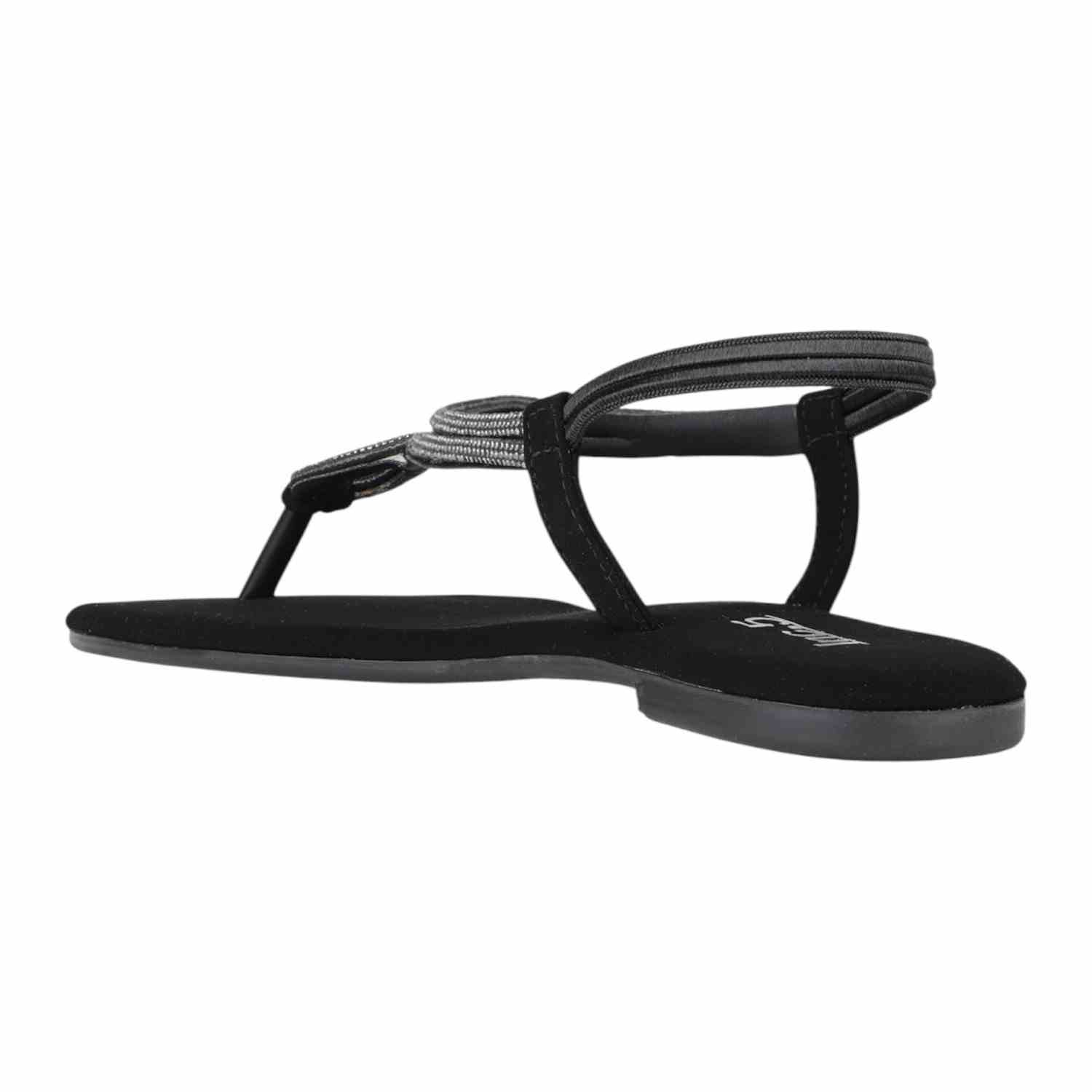 Inc.5 | Women Black Flat Thong Sandals with Embellished Straps|1